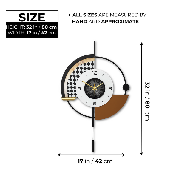 Modern Black and White Wall Clock with LED Light, Remote Controlled, Unique Geometric Design, Pendulum, Living Room Decor, Gift-Sona Casa