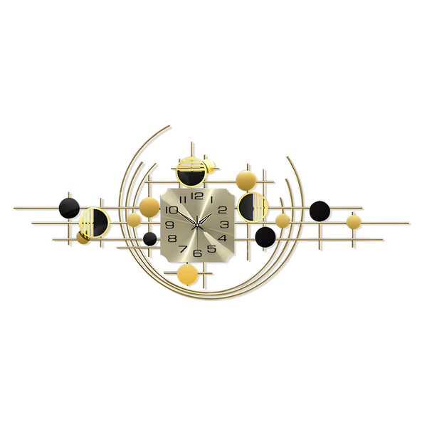 Large Decorative Metal Wall Clock, 40" Wide, Silent Gold Accent Home Office Decor-Sona Casa