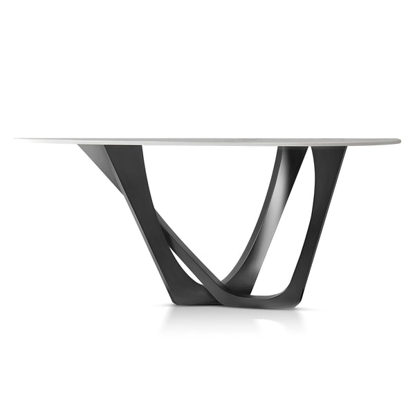 Modern 51" Console Table, High Quality White Marble Top, Stainless Steel Metal Matte Black by Sona Casa