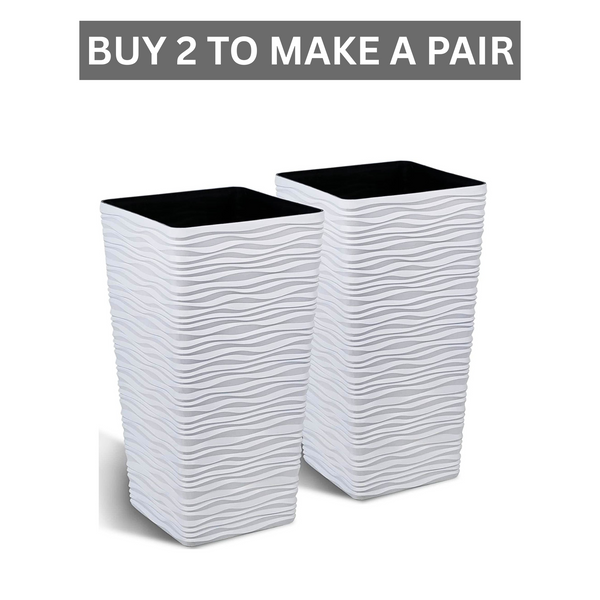 Tall White Planter Set, Indoor/Outdoor, 22" Large Modern Decorative Flower Pots Home, Patio, Front Porch, Backyard, Garden Decor by Sona Casa