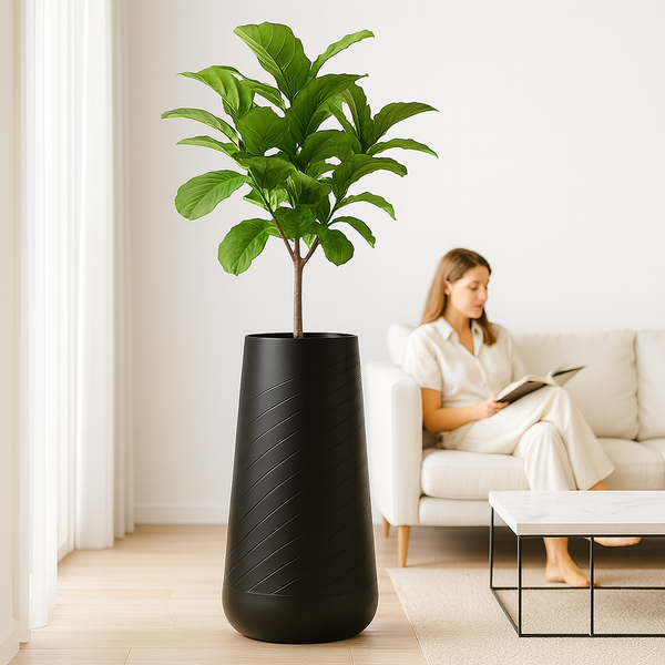Contemporary Decorative Self Watering Pot, Modern Tall Indoor Planter, 33 in Home, Office, Garden Decoration, Gift-Sona Casa