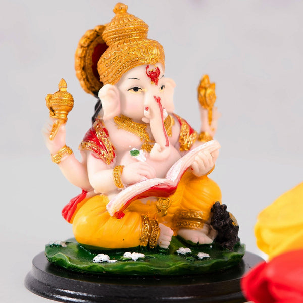 Small Ganesha Idol, 4" Indian Lord Ganesh Statue For Home Office Car Dashboard Pooja Decor, Diwali Gifts by Sona Casa