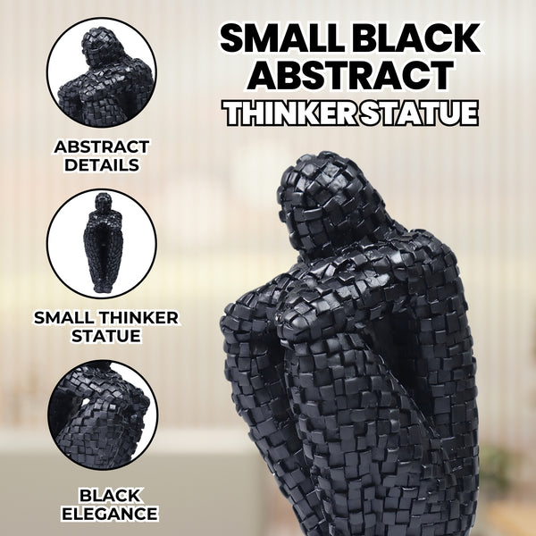 Small Black Abstract The Thinker Statue, Unique Home Decor, Housewarming Gift 8 inch 20 cm by Sona Casa