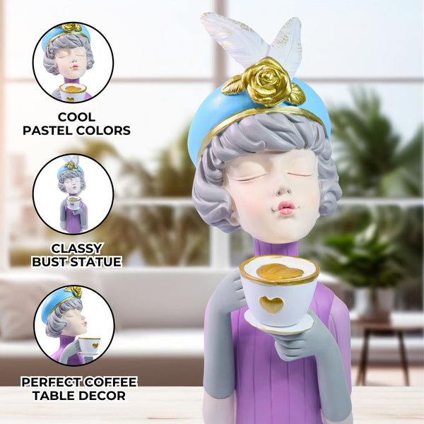 Decorative Girl Statue, 13" Tabletop Coffee Table Centerpiece by Sona Casa