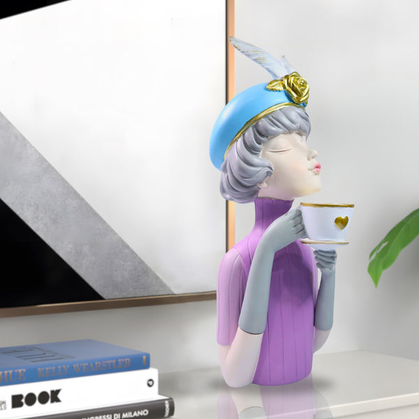 Decorative Girl Statue, 13" Tabletop Coffee Table Centerpiece by Sona Casa