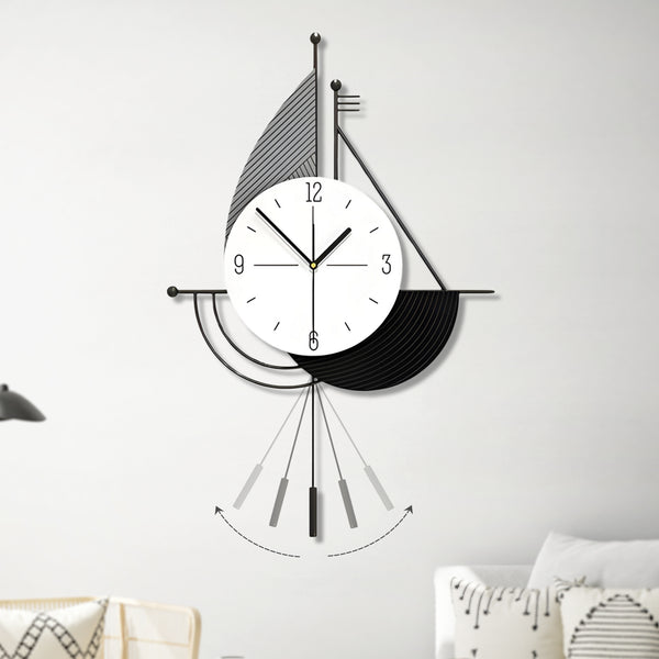 Decorative Wall Clock, 24" Abstract Metal Clock, Quiet, Battery Operated Home Office Decor by Sona Casa