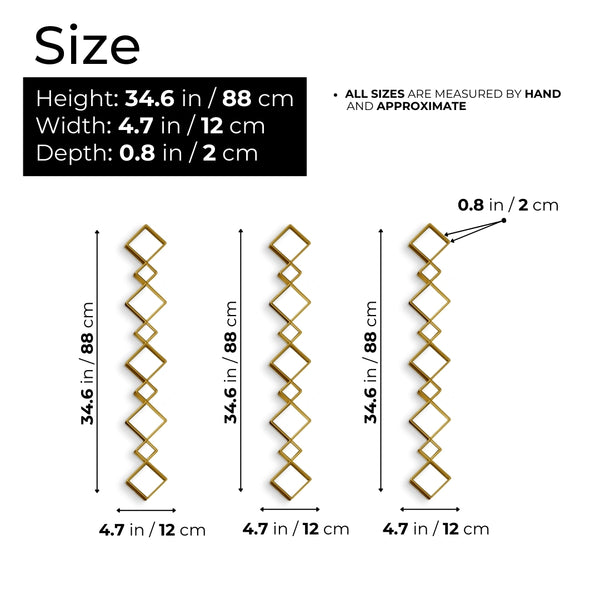 Golden Accent Mirror Set of 3, 35" Home or Office Wall Decor-Sona Casa