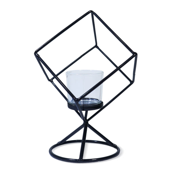 Metal Candle Holder with Glass Container for Votive Candle, 8" Home Decor by Sona Casa