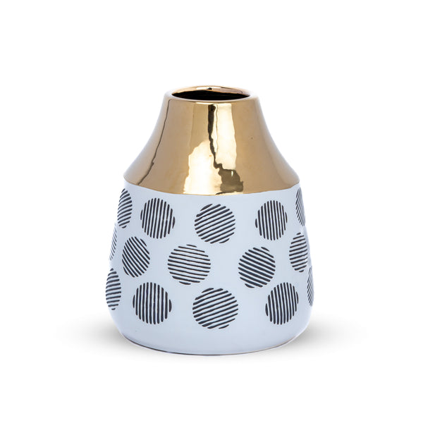 White Ceramic Bouquet Vase Pair, 8" and 13" Abstract Decorative Vase by Sona Casa