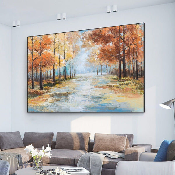 Solidarity of Fall - Landscape Oil Painting Modern Wall Art Canvas Painting For Living Room Home Decoration by Sona Casa
