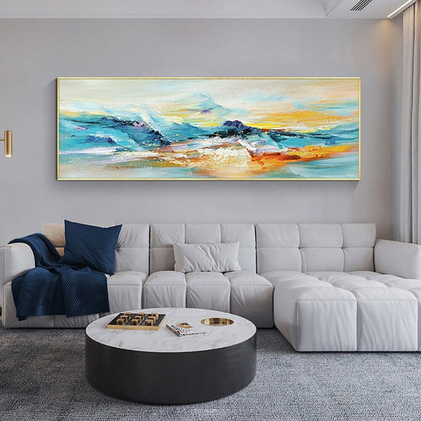 Original Abstract Mountain Painting, Vibrant Textured Oil Canvas, Contemporary Bedroom Wall Art, Unique Housewarming Gift by Sona Casa