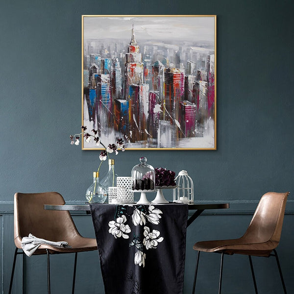 Textured Wall Art - Original Hand-Painted Abstract Building Canvas, Modern Art Home Decor, Perfect Gift for Art Lovers and New Homeowners by Sona Casa