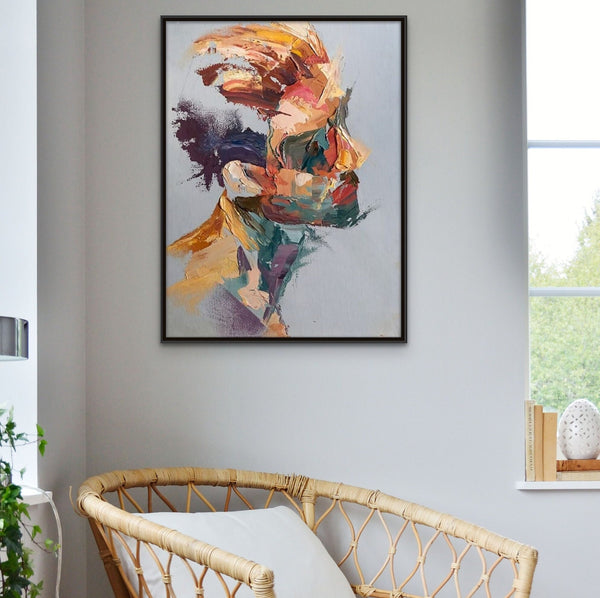 Abstract Wall Decor Abstract Reality Large Wall Painting Man Portrait Abstract Painting Handmade Wall Art Living Room Wall Decor Gift by Sona Casa