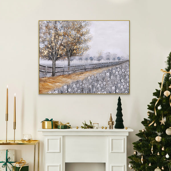 Country Road Painting - Textured Impasto Oil Artwork, Large Canvas Wall Decor for Living Room by Sona Casa