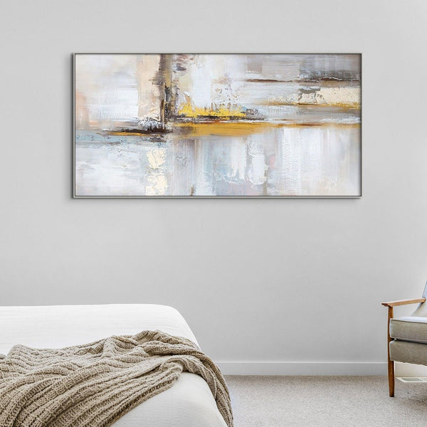 Abstract Painting on Canvas - Handmade Golden Yellow & Brown Textured Art for Living Room Decor, Unique Housewarming Gift by Sona Casa