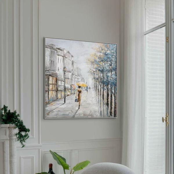 Hand-Painted City Market Artwork - Contemporary Urban Canvas for Living Room, Bedroom Wall Painting, Ideal New Home Gift by Sona Casa