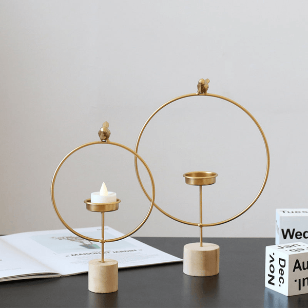 Large and Small Tealight Candle Holder Pair, 11" and 9" Metal Home Decor by Sona Casa