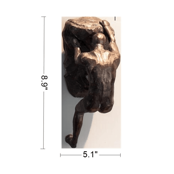 Wall Mounted Art Sculpture, 5" Set of 3 Trio Rock Climber, Bronze, Silver by Sona Casa