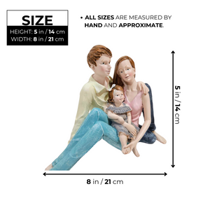 Family Figurine, 5" Father Mother Daughter Statue Modern Tabletop Decor by Sona Casa