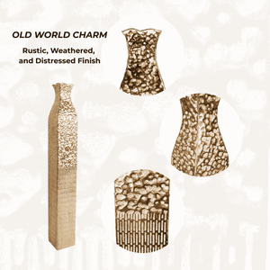 Tall Metal Vases, Extra Large Decorative Floor Vase, 42" Large Flower Pots for Pampas Grass, Rustic Weathered Handmade Home Living Room Decor-Sona Casa