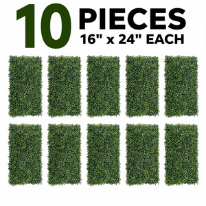 10 Piece Green Boxwood Artificial Wall Panel 40x60 cm, Lush Faux Greenery Wall Decor for Indoor Outdoor Accent - Accent Collection