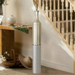 Decorative Metal Tall Floor Vase, 42" High Indoor Decor, Handcrafted Gold Accent Home Office Pot for Pampas Grass by Sona Casa