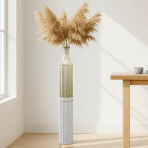 Decorative Metal Tall Floor Vase, 42" High Indoor Decor, Handcrafted Gold Accent Home Office Pot for Pampas Grass by Sona Casa