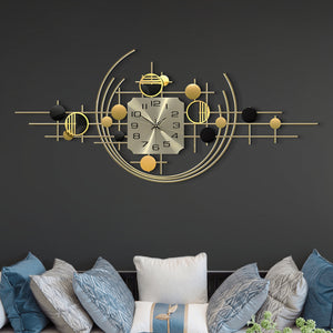 40" Large Metal Wall Clock with Silent Movement, Gold Accents, Decorative Modern Home Office Wall Art-Sona Casa