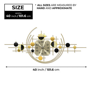 40" Large Metal Wall Clock with Silent Movement, Gold Accents, Decorative Modern Home Office Wall Art-Sona Casa