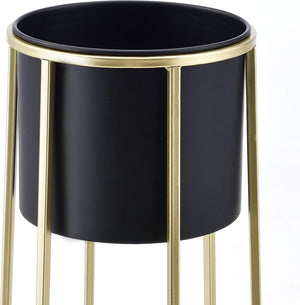 Modern Black Metal Pots Set Indoor Planters with Golden Stand for Fresh or Artificial Plants Living Room Office Decoration, Gifts-Sona Casa