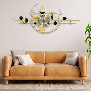 40" Large Metal Wall Clock with Silent Movement, Gold Accents, Decorative Modern Home Office Wall Art-Sona Casa