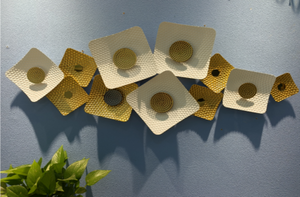 Large White and Gold Metal Wall Sculpture, Modern Geometric Horizontal Wall Art, 126×53 cm Home Office Decor-Sona Casa