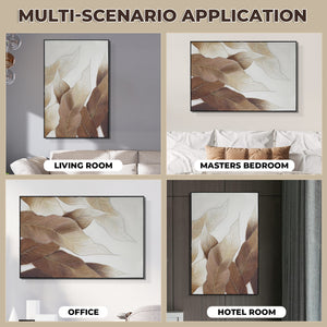 Botanical Wall Art, 47" Impasto Brown Textured Painting, Leaves Home Decor by Sona Casa