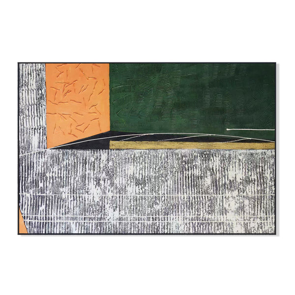 Green Gray Abstract Textured Wall Art, 47" Impasto Painting Home Decor by Sona Casa