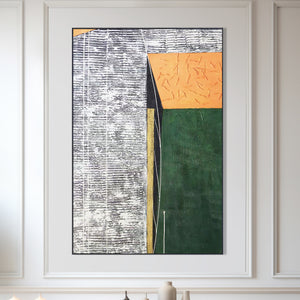 Green Gray Abstract Textured Wall Art, 47" Impasto Painting Home Decor by Sona Casa