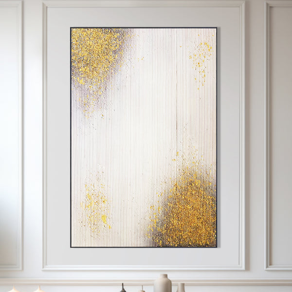 Golden Textured Painting, 47" Framed Wall Art for Living Room or Office by Sona Casa