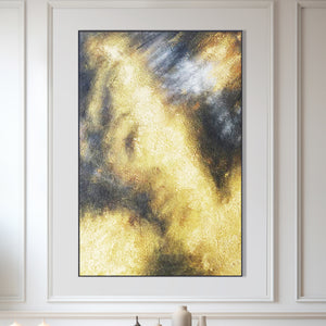 Gold Black Framed Canvas Artwork, 47" Living Room Textured Wall Art Decor by Sona Casa