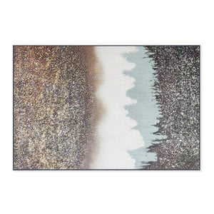 Handmade Black Brown Gray Textured Impasto Painting, 47" Wall Art Home Office Decor by Sona Casa