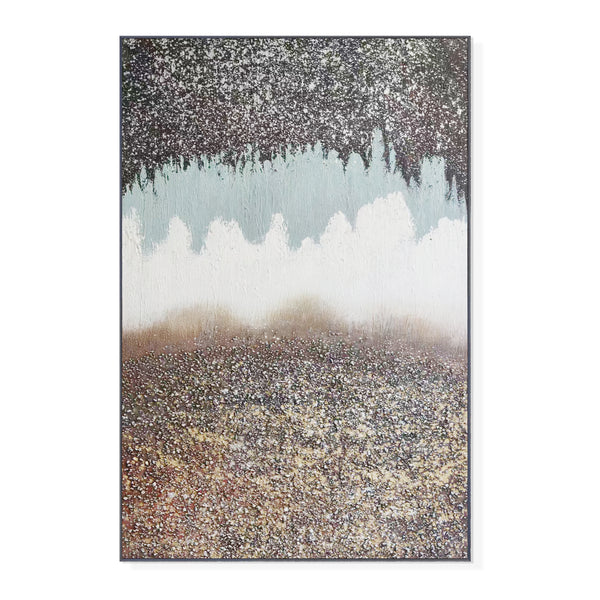 Handmade Black Brown Gray Textured Impasto Painting, 47" Wall Art Home Office Decor by Sona Casa