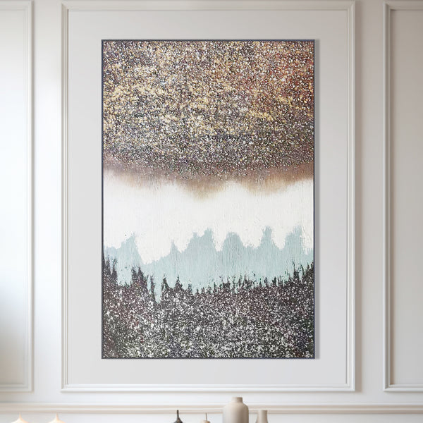 Handmade Black Brown Gray Textured Impasto Painting, 47" Wall Art Home Office Decor by Sona Casa