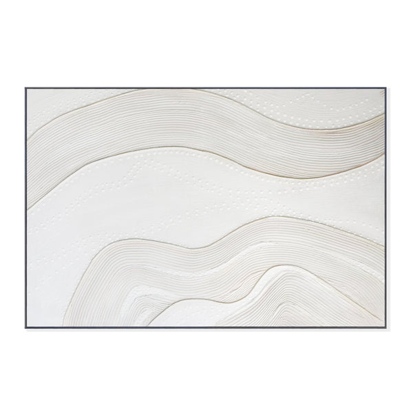 Brown White Wall Art, 47" Impasto Artwork Textured Framed Canvas Home Decor by Sona Casa