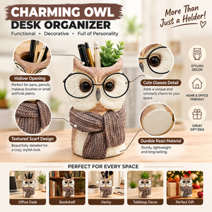 Cute Owl Pen Holder & Decorative Vase with Glasses