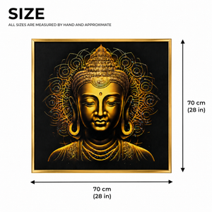 Buddha Wall Art with Crystal Accents, 70x70 cm, Modern Zen Home Decor, Metallic Finish, Spiritual Meditation Room Accent - Accent Collection