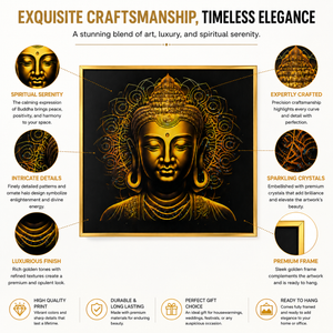 Buddha Wall Art with Crystal Accents, 70x70 cm, Modern Zen Home Decor, Metallic Finish, Spiritual Meditation Room Accent - Accent Collection
