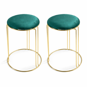 2 Piece Green Stool with Gold Stand by Sona Casa
