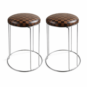2 Piece Brown Stool with Silver Stand by Sona Casa