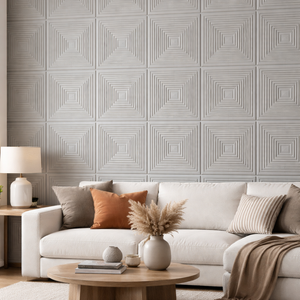 3D PVC Wall Panel, White Geometric Pattern by Sona Casa