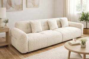 White modern sofa 3+2, fabric by Sona Casa