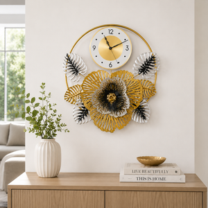 Floral Metal Wall Clock, 24" Home Decor, Silent Nonticking Extra Large Decorative Clock Wall Decor - Accent Collection