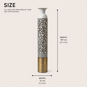 Tall White Silver Gold Metal Floor Vase with Metallic Finish for Modern Home Decor 14x14x106.7 cm by Sona Casa